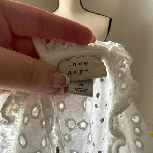 A New Day Women's Flutter Short Sleeve Eyelet Top - Picture 5 of 5